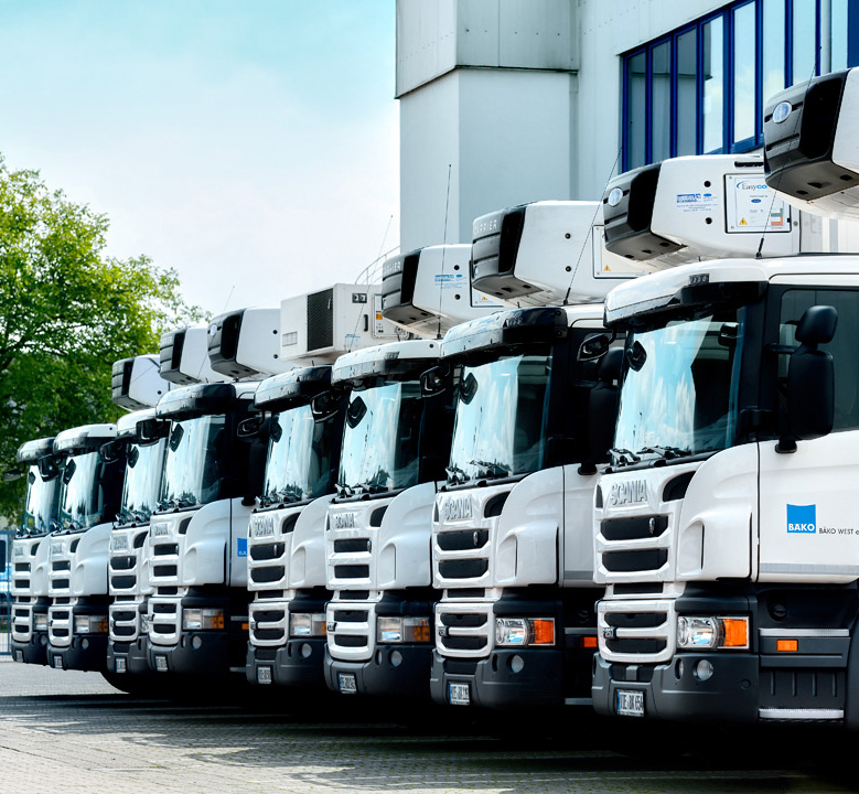 Fleet of commercial delivery trucks – industrial photography by Roman Kasperski